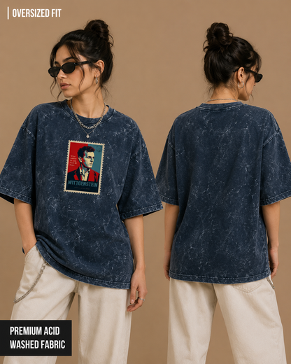 Wittgenstein Stamp Graphic | Unisex Acid Washed Oversized Tee
